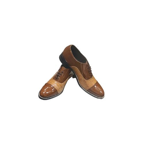 Stacy Baldwin Patent Alligator Cap Toe Brown 143237